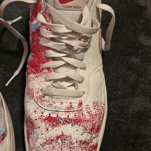 Nike Court Vision Sneakers with Red and Blue Design